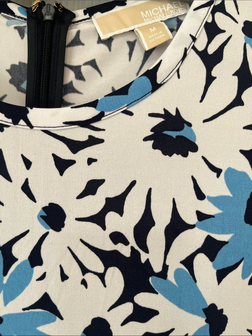 Michael Kors long sleeve Dress - White & Blue daisy print, M